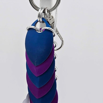 Purple Blue Dragon Scale Fidget Keychain Short