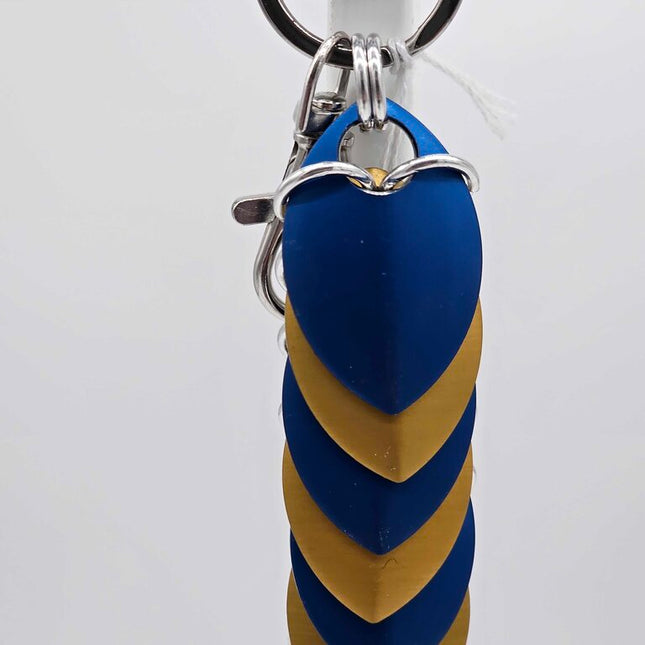Gold Blue Dragon Scale Fidget Keychain Short