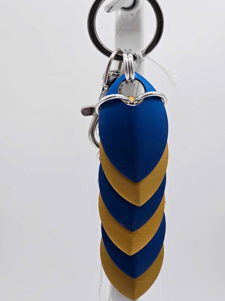 Gold Blue Dragon Scale Fidget Keychain Short
