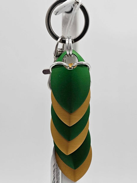 Gold Green Dragon Scale Fidget Keychain Short