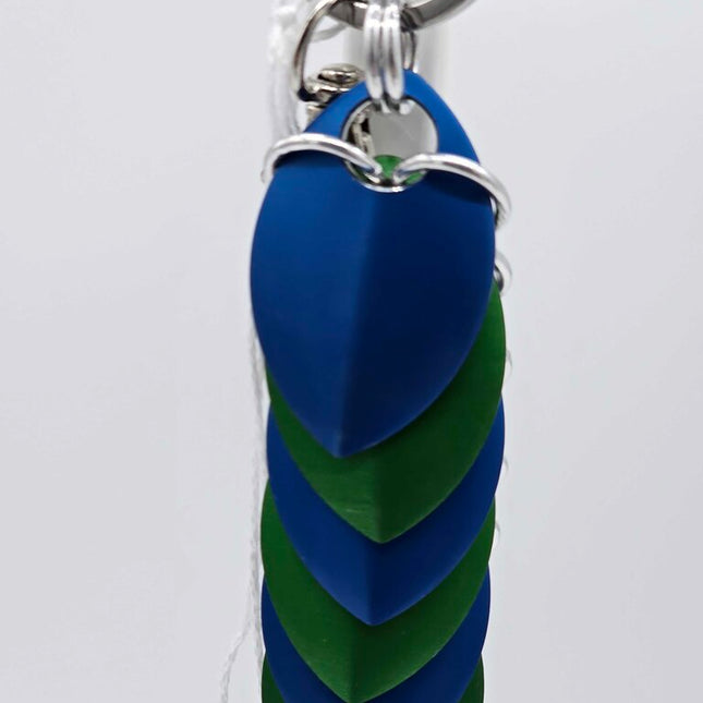 Blue Green Dragon Scale Fidget Keychain Short