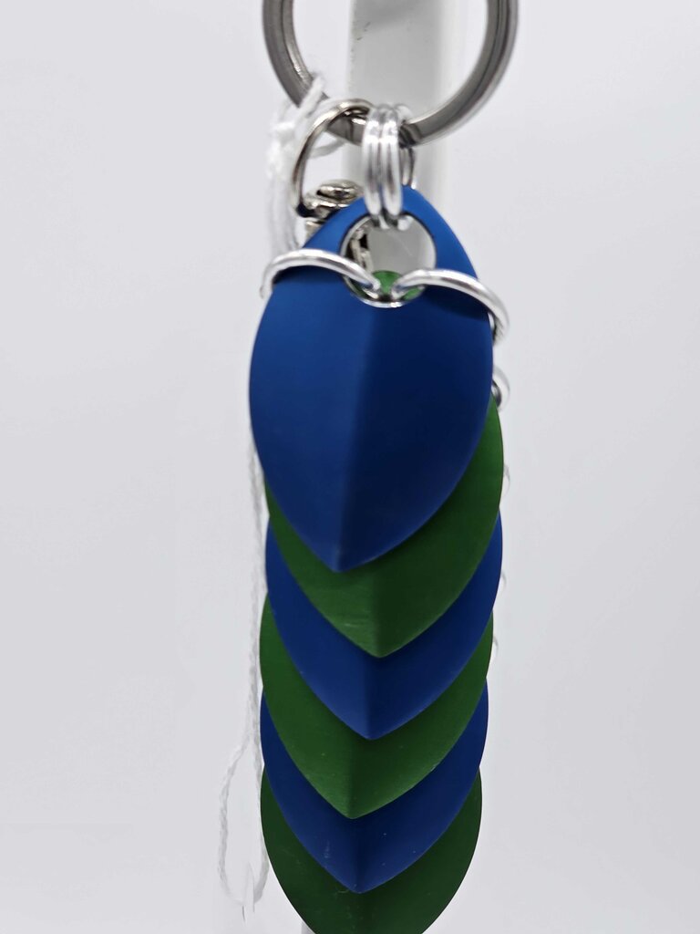 Blue Green Dragon Scale Fidget Keychain Short