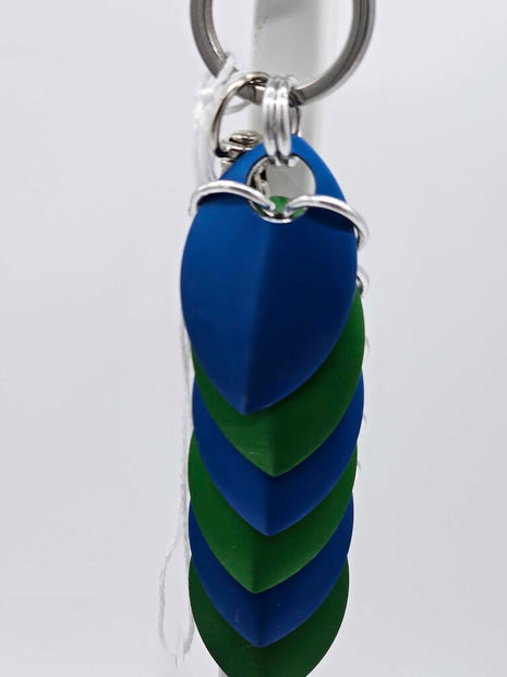 Blue Green Dragon Scale Fidget Keychain Short