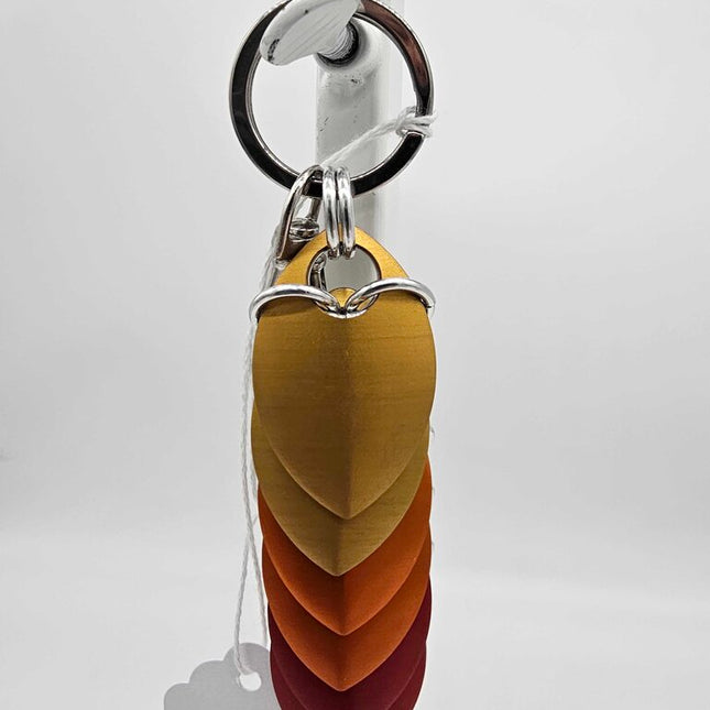 Gold Orange Red Dragon Scale Fidget Keychain Short