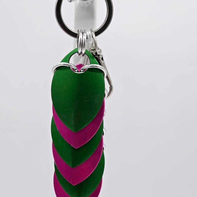 Green pink Dragon Scale Fidget Keychain Short