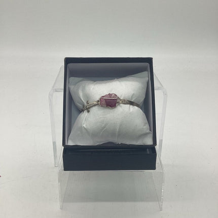 23bT2 - Tri Color Tourmaline, Argentium Silver Bracelet