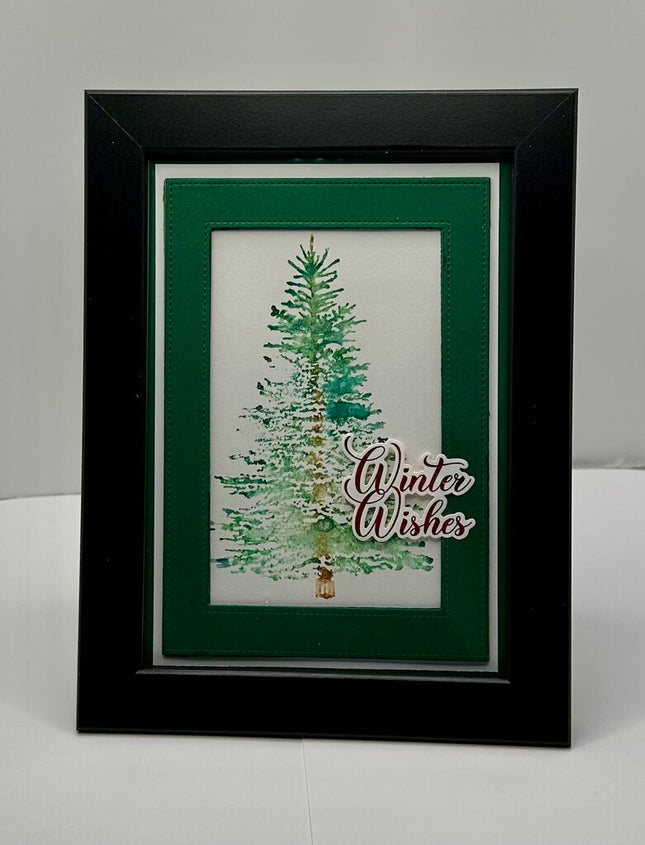 Framed Watercolored Tree Greeting Card 5x7 - Black Frame