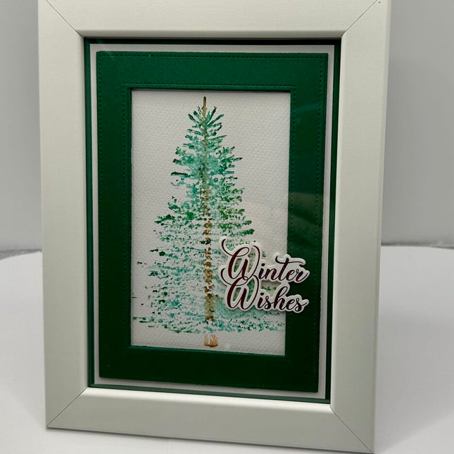 Framed Watercolored Tree Greeting Card 5x7 - White Frame