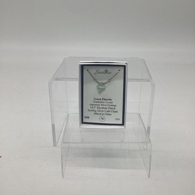 23F5 - Green Fluorite Argentium Silver Findings 14.4 RPSS Curb Chain