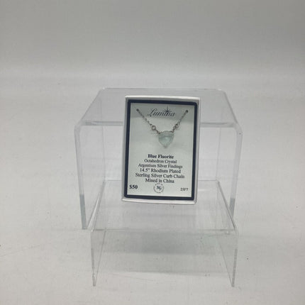 23F7 - Blue Fluorite Argentium Silver Findings 14.4 RPSS Curb Chain