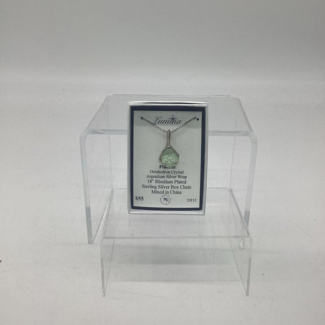 23F12 - Fluorite Argentium Silver Wire Wrapping 18" RPSS Box Chain