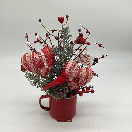 Hearts Cardinal Valentine Large Enamel Cup