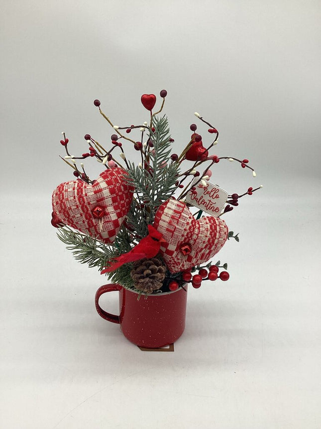 Hearts Cardinal Valentine Large Enamel Cup