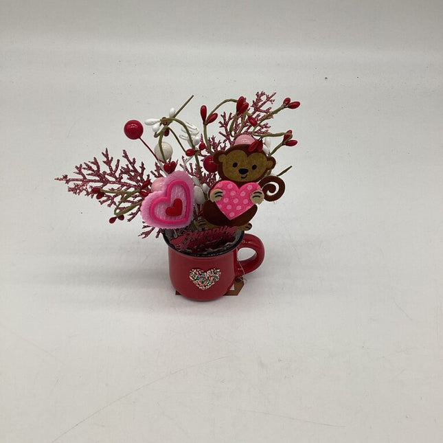 Monkey Heart Valentine Red Mini Cup