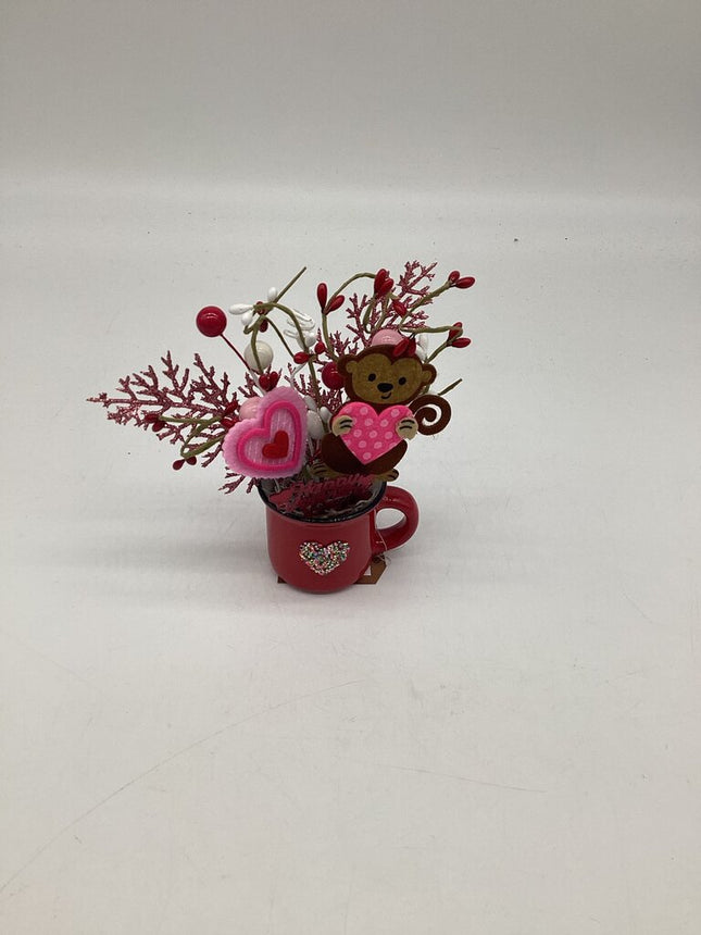 Monkey Heart Valentine Red Mini Cup