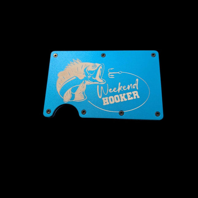Laser Engraved Metal Wallet / Money Clip - Fishing