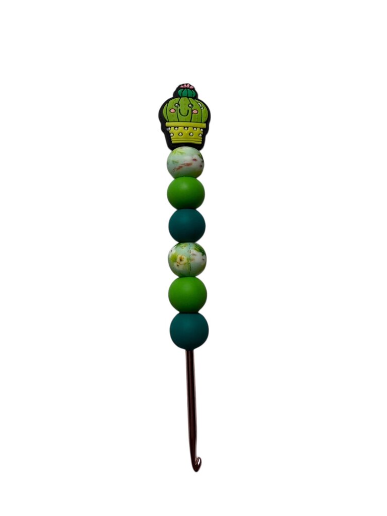 ergonomic beaded crochet hook 3.5mm happy cactus