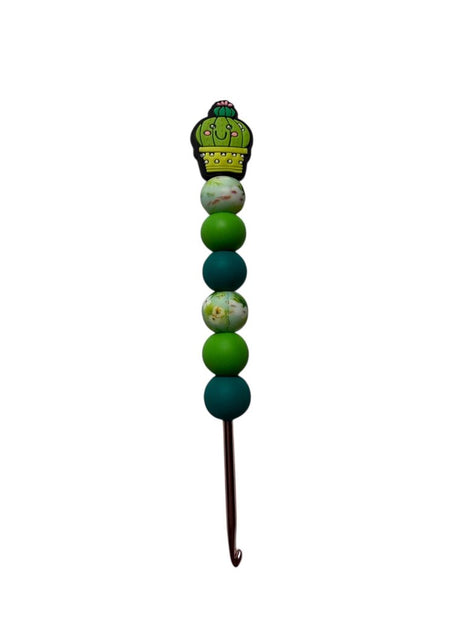 ergonomic beaded crochet hook 3.5mm happy cactus