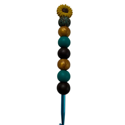 Ergonomic beaded crochet hook 5mm sunflower