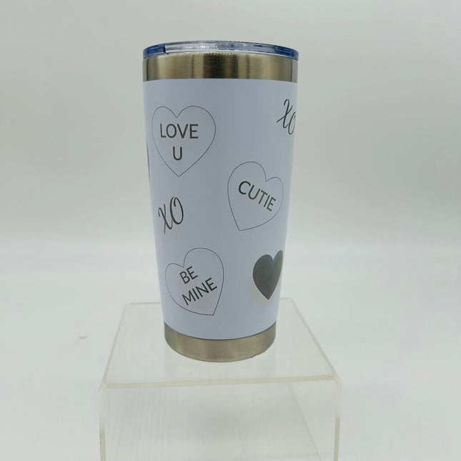 20 oz Tumbler Valentine Hearts White