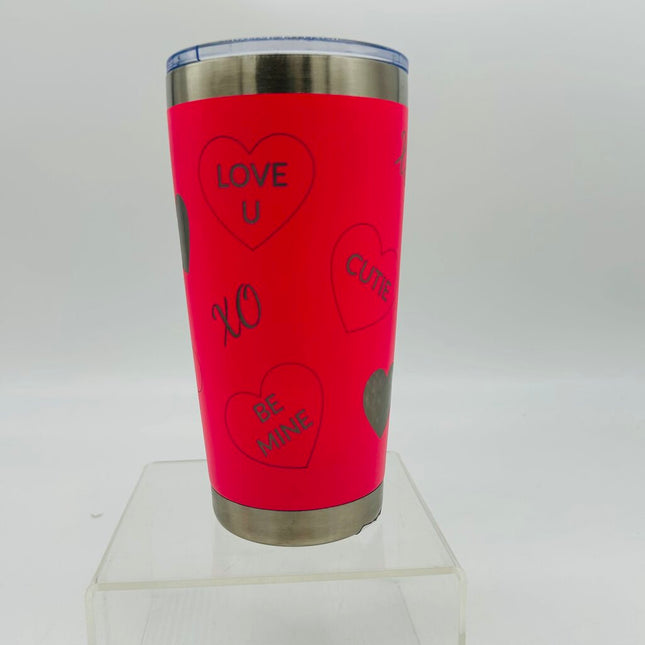 20 oz Tumbler Valentine Hearts Hot Pink
