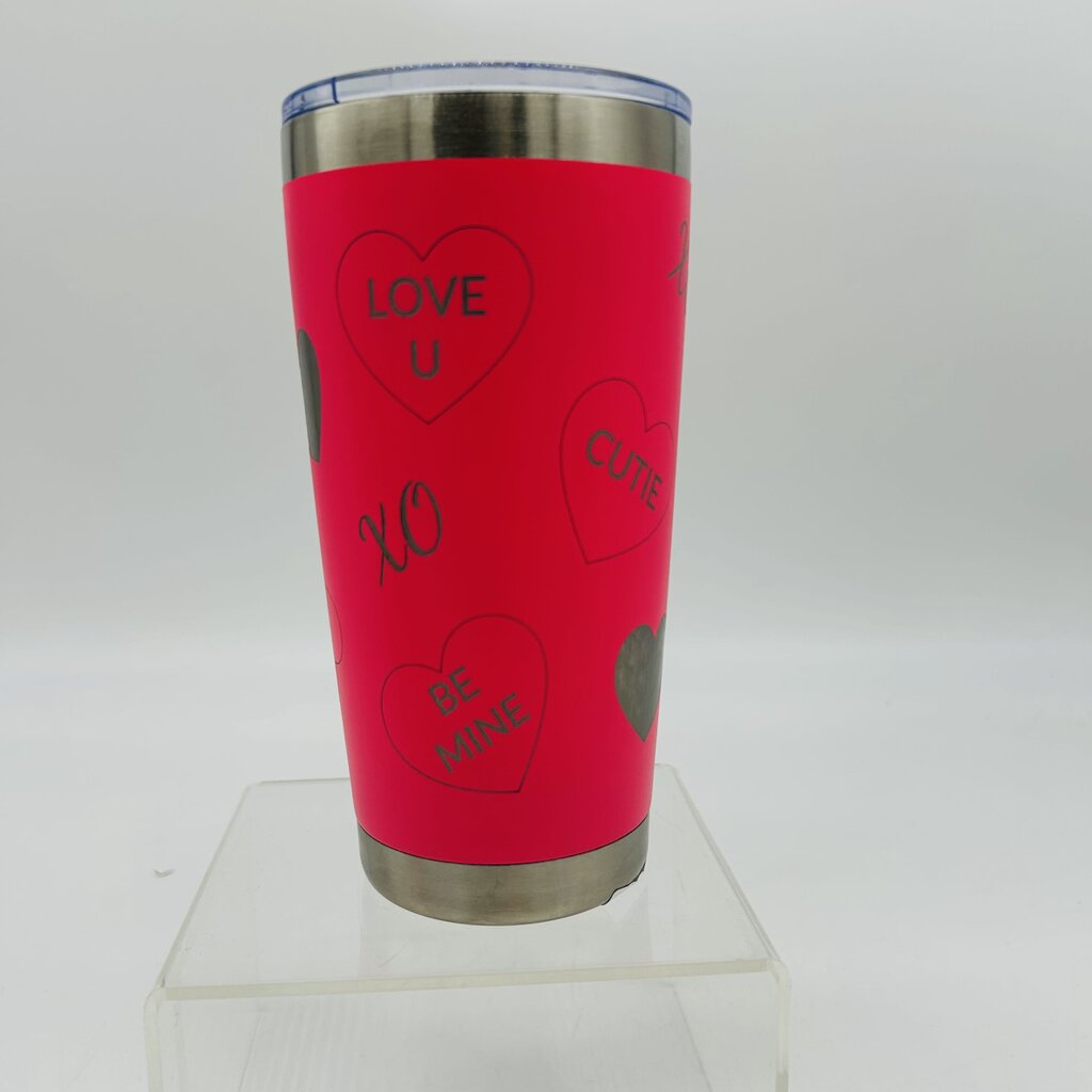 20 oz Tumbler Valentine Hearts Hot Pink
