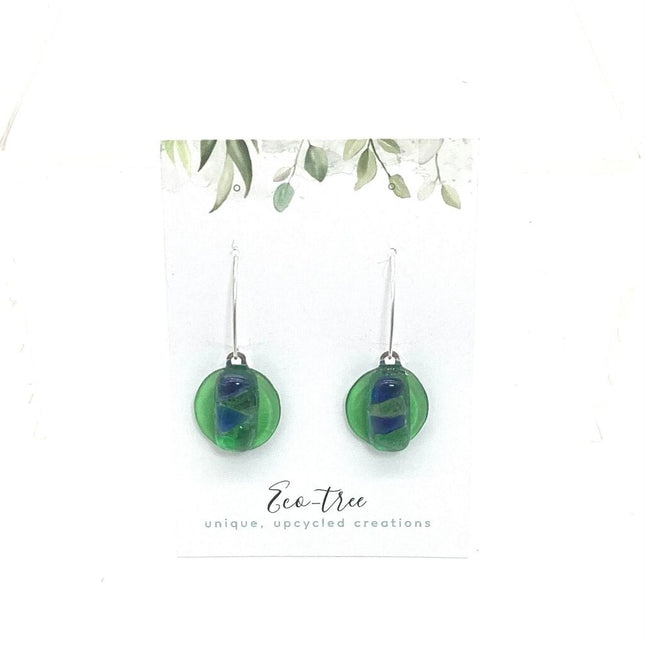 Round Green & Blue Earrings