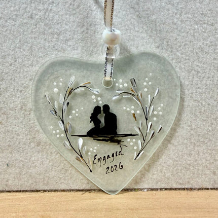 Engaged frosted glass heart