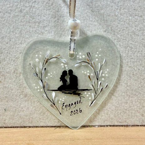 Engaged frosted glass heart