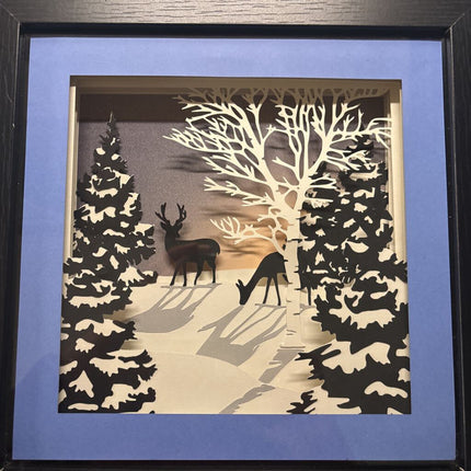 Deer in moonlight Shadowbox