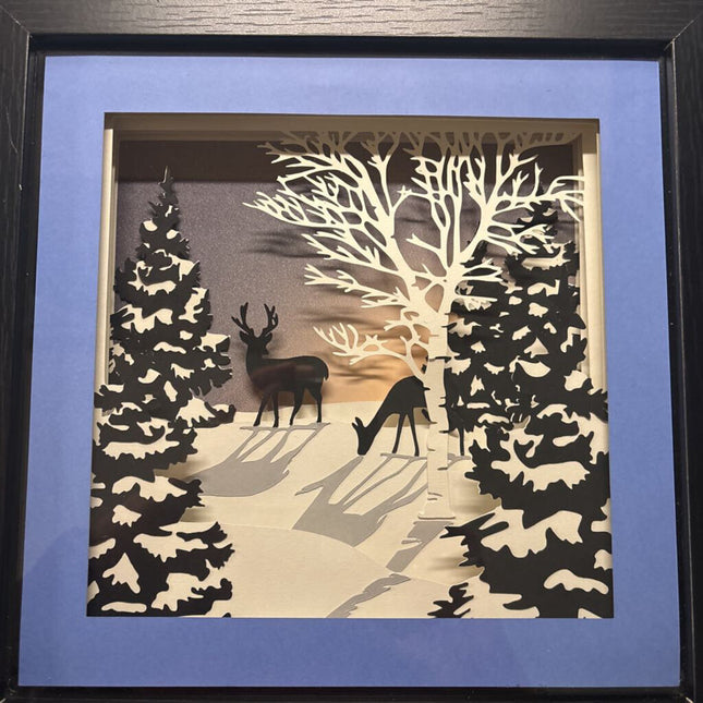 Deer in moonlight Shadowbox