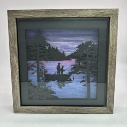 Fishing scene Father and child Shadowbox - view 1