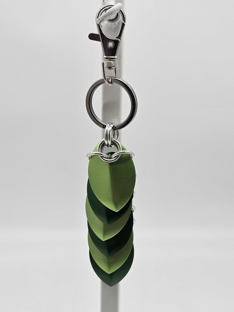 Lime and Kelly Green Dragon Scale Fidget Keychain Short