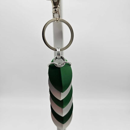 Silver and Kelly Green Dragon Scale Fidget Keychain Short