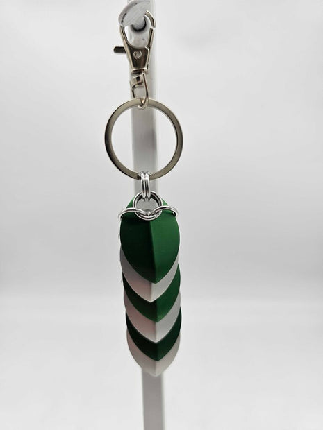 Silver and Kelly Green Dragon Scale Fidget Keychain Short