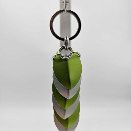 Silver and Lime Green Dragon Scale Fidget Keychain Short