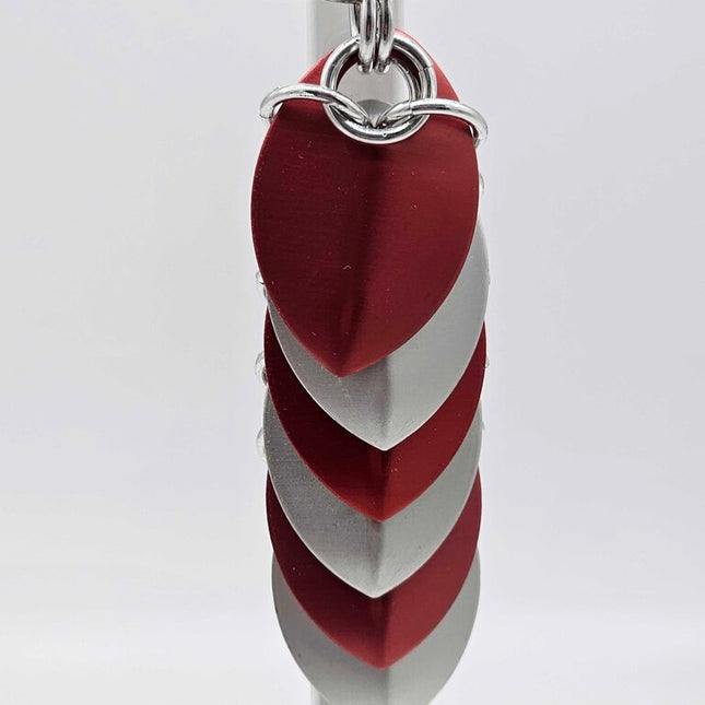 Silver and Dark Rose Dragon Scale Fidget Keychain Short