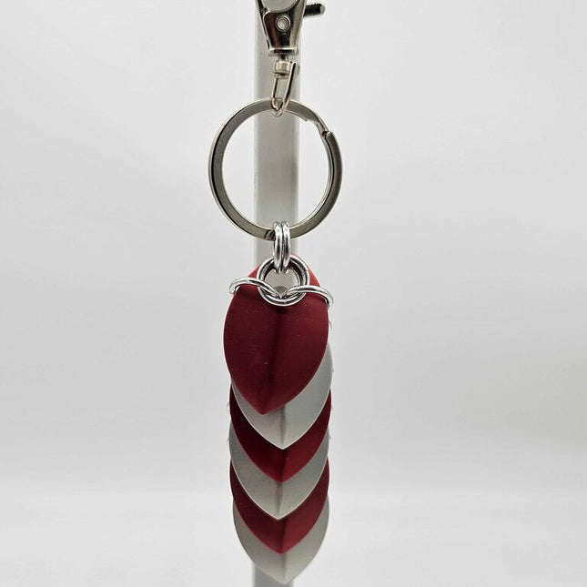 Silver and Dark Rose Dragon Scale Fidget Keychain Short