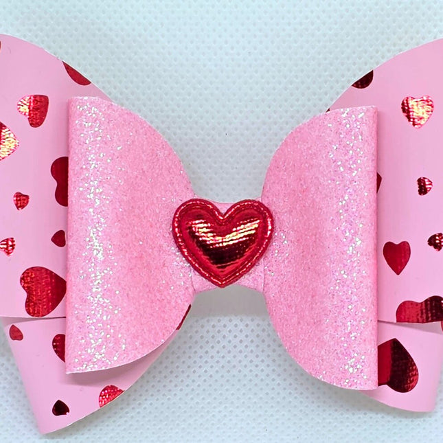 Pink and Red Heart hair clip