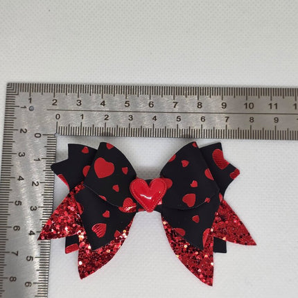 Set of 2 Black & Red Heart hair clip