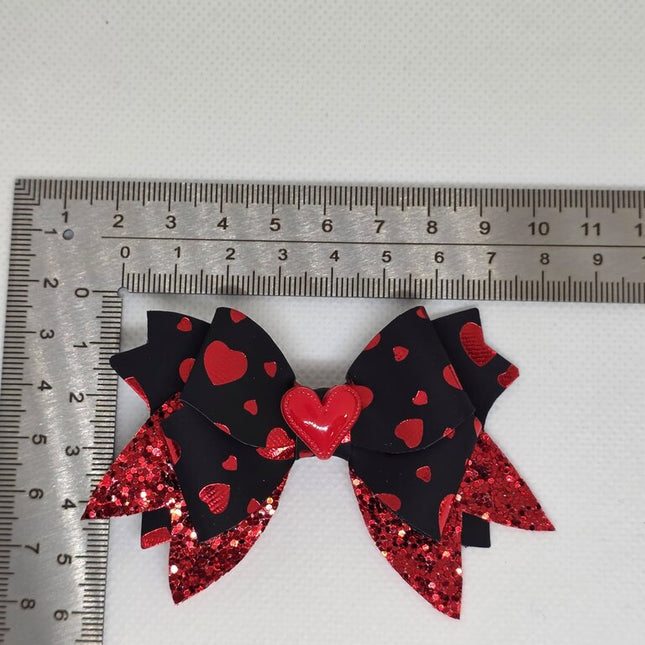 Set of 2 Black & Red Heart hair clip