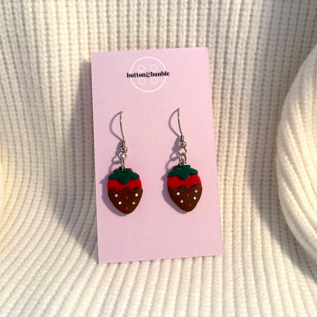 Chocolate Strawberry Dangle Earrings