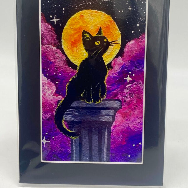 Cat on a pillar matted PRINT
