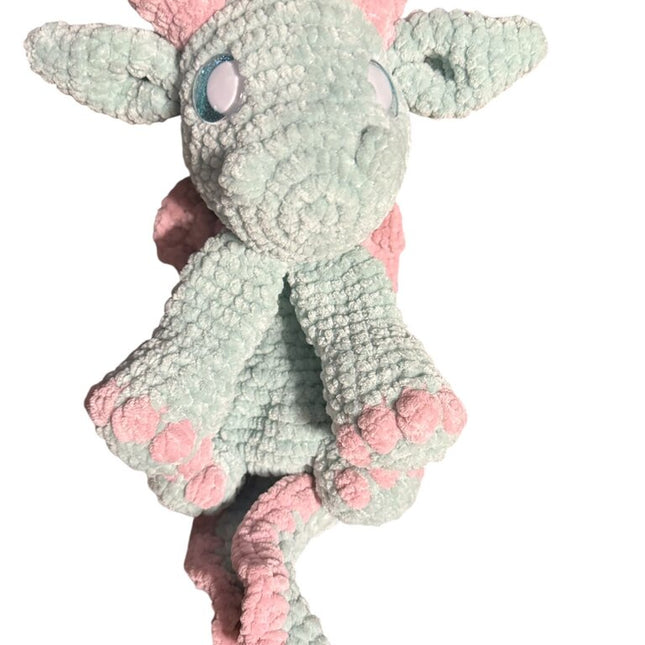 Crocheted dragon snuggler plushie
