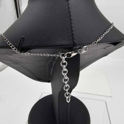 Silver Beaded Helm Weave Choker Necklace with Silver Opalite Pentacle charm - view 3