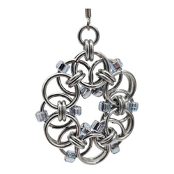 Silver Beaded Helm Flower Earrings, Surgical Steel Ear Wires - view 3