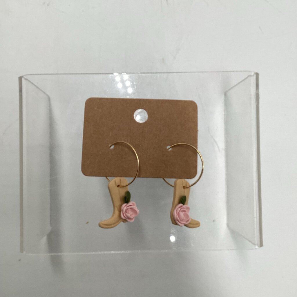 tan boot pink flower