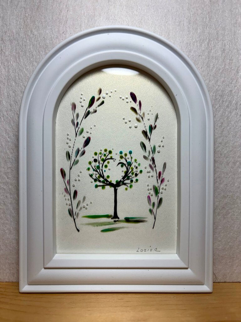 Heart tree green arch frame white