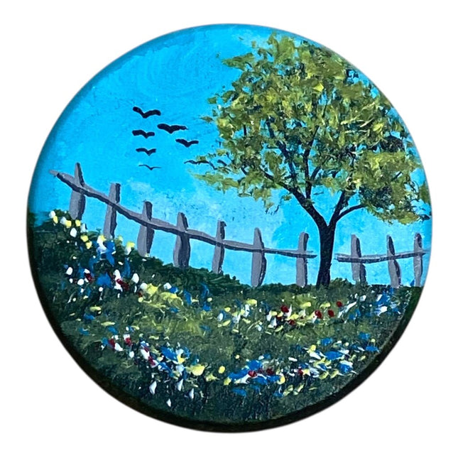 Fence and tree Circle Magnet