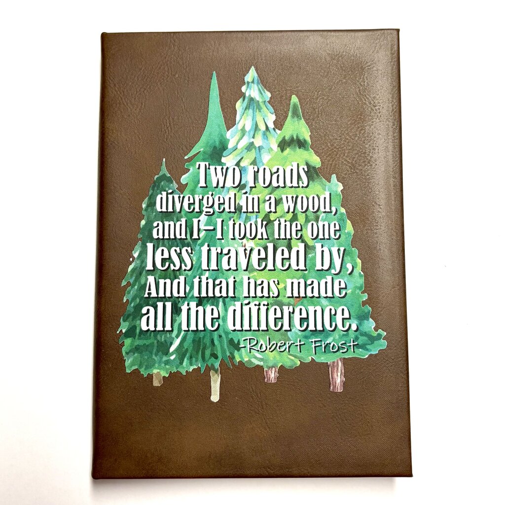 ROADS DIVERGE IN WOOD FAUX LEATHER JOURNAL